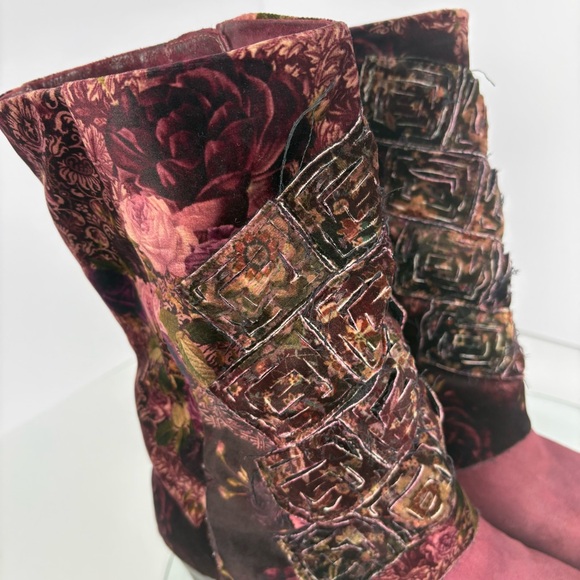 A.S.98 Saint Patchwork Floral Velvet Suede Leather Studded Boots Boho Size 9 - Picture 6 of 11